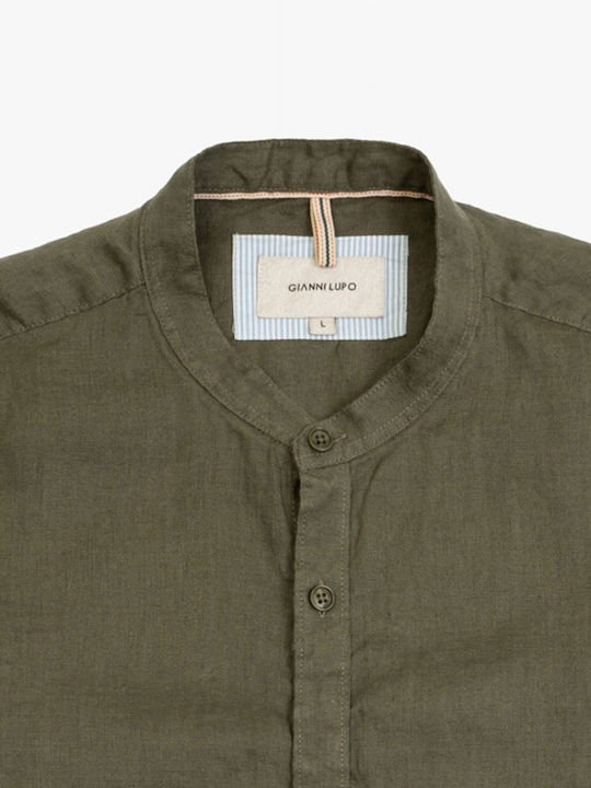 Gianni Lupo Men's Shirt Long Sleeve Linen Green