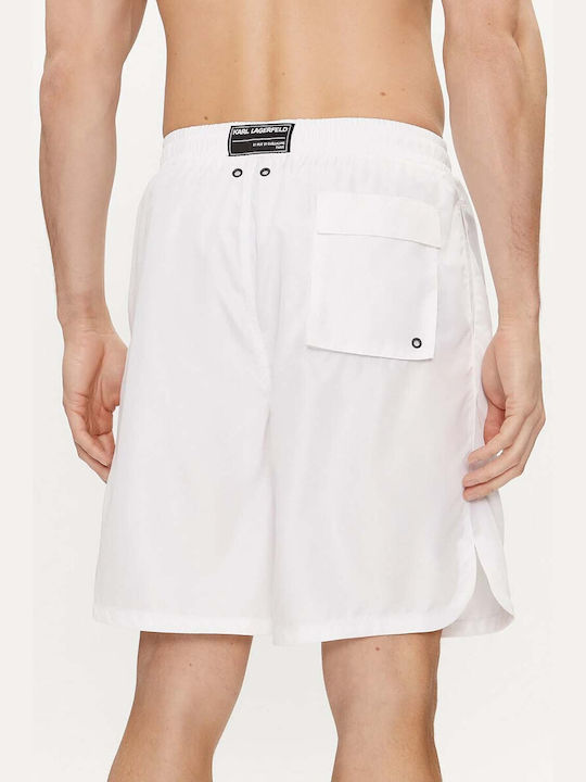 Karl Lagerfeld Logo Men's Swimwear Bermuda White