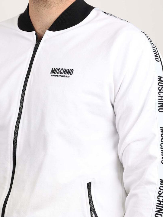 Moschino Herren Sweatshirt Jacke Weiß