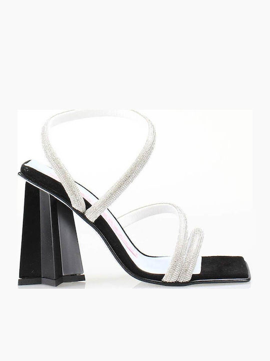 Damen Sandalen mit hohem Absatz in Silber Farbe