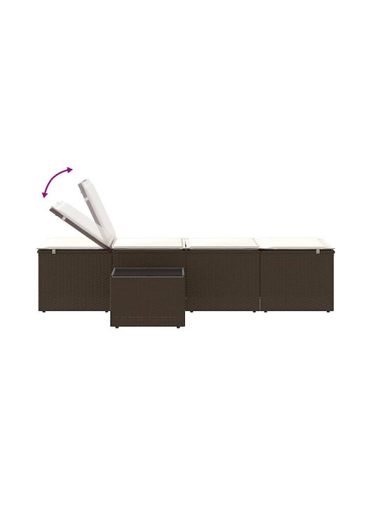 Deckchair Rattan with Cushion Brown 2pcs 70x98cm.