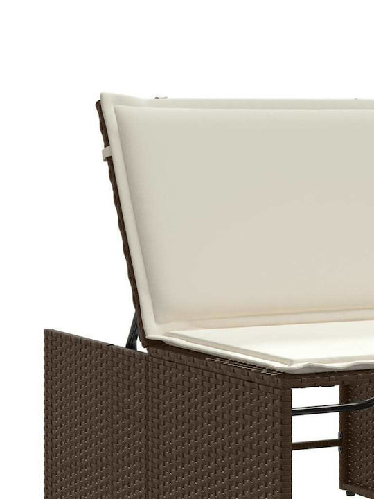 Deckchair Rattan with Cushion Brown 2pcs 70x98cm.