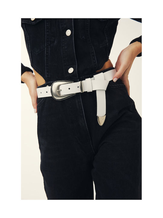 Leathertwist Wide Leather Women's Belt White