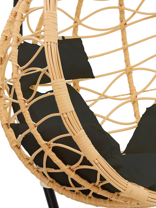 Hudson Garten & Veranda Schaukel mit Basis und Kissen Sessel Rattan Braun Belastbarkeit bis 150kg L109xB119xH195cm