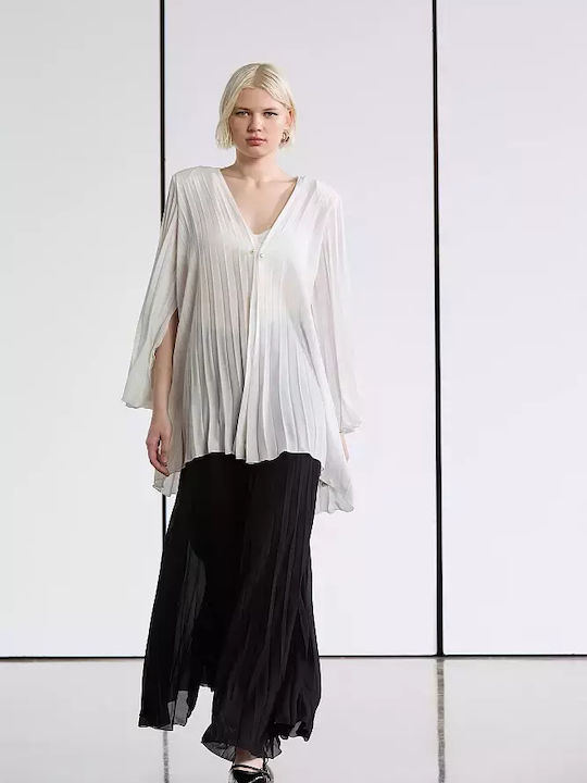 Bsb Pleated Macry Kimono 051-440001 Off-white