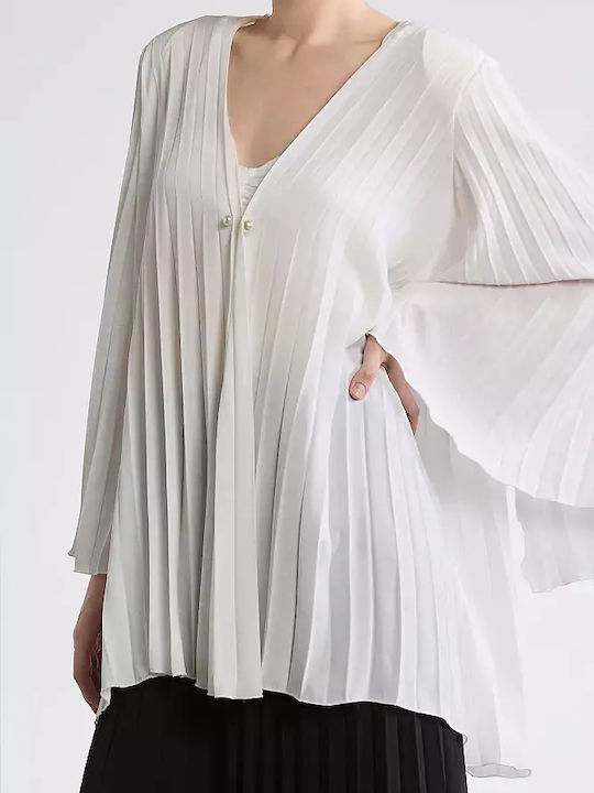 Bsb Πλισε Μακρυ Κιμονο 051-440001 Off-white
