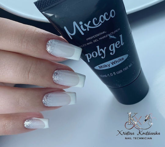 Mixcoco Poly Gel Νυχιών Λευκό 30ml