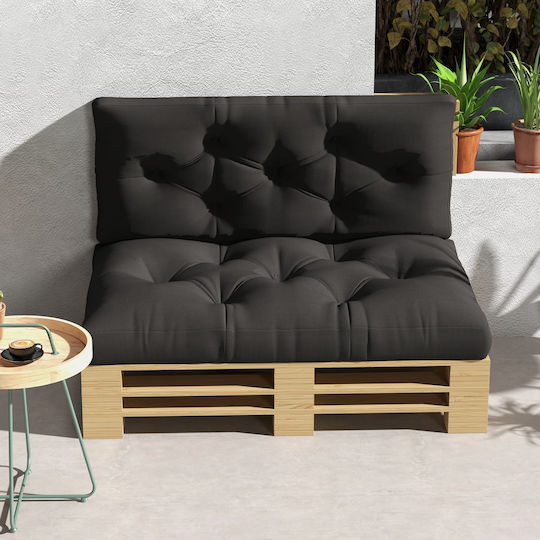 Outsunny Gray Bench Cushion for Pallet with Backrest 2 Pieces