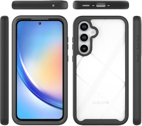 Erbord Back Cover Set with Tempered Glass Black Galaxy A55