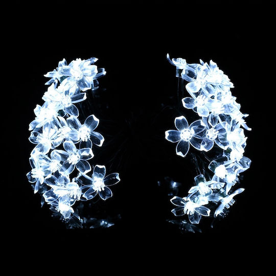 Слънчеви градински светлини композитни 5 метра 20 LED цветя студено бяло декоративни
