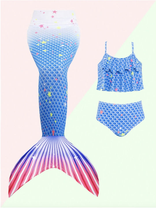 Kids Mermaid Swimsuit 3 Pieces Blue