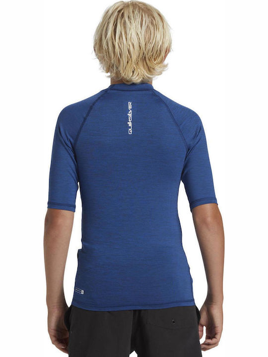 Rash Guard Quiksilver Youth Everyday Short Sleeve UPF 50 Rash Vest Boys 8-16 Monaco Blue Heather