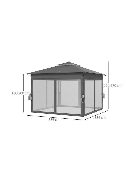 Outsunny Gazebo Garten mit LEDs Gray x