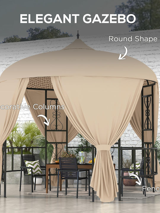 Outsunny Garden Gazebo Beige 3x3m