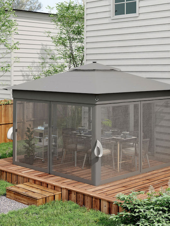Outsunny Gazebo Garten mit LEDs Gray 3.36x3.36m