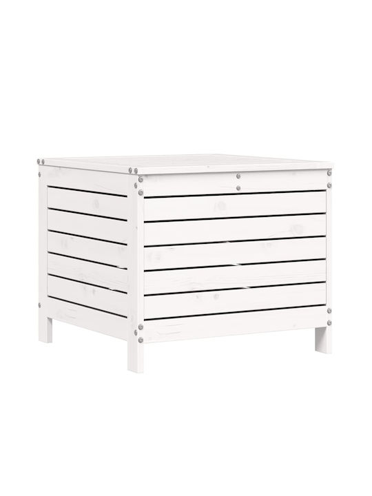 Wooden Garden Stool Cube Outdoor White 62x63.5x53.5cm