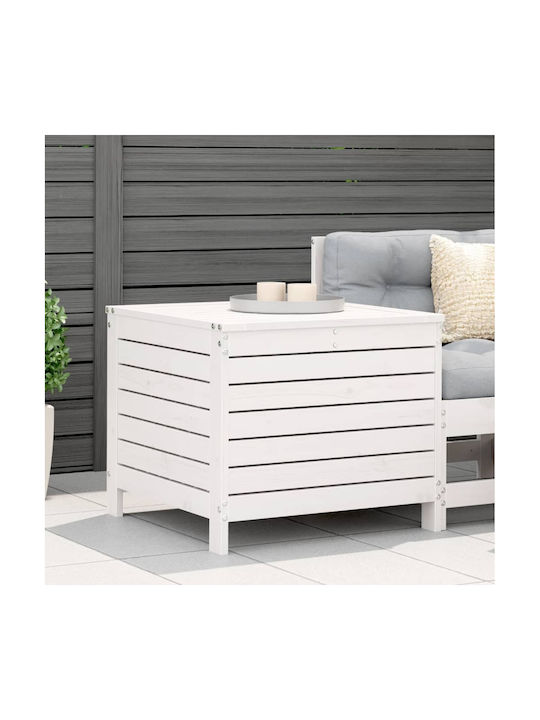 Wooden Garden Stool Cube Outdoor White 62x63.5x53.5cm