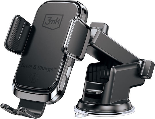 3MK Drive&Charge Car Mobile Mount with Adjustable Hooks and Wireless Charging Black