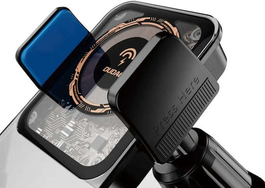 Dudao F19 Car Mobile Mount with Adjustable Hooks and Wireless Charging Black