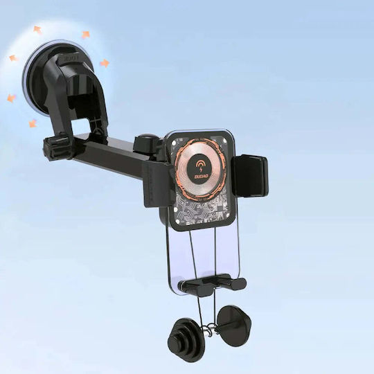 Dudao F19 Car Mobile Mount with Adjustable Hooks and Wireless Charging Black
