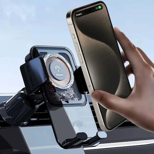 Dudao F19 Car Mobile Mount with Adjustable Hooks and Wireless Charging Black