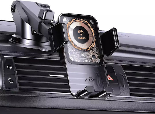 Dudao F19 Car Mobile Mount with Adjustable Hooks and Wireless Charging Black