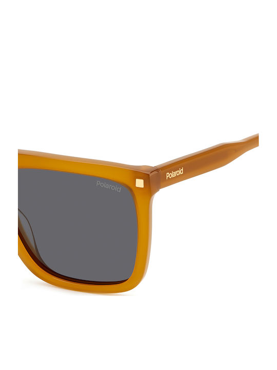 Polaroid Men's Sunglasses with Yellow Plastic Frame and Gray Lens PLD4166/S/X 40G/M9