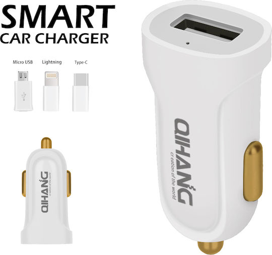 QIHANG QH-1740 Încărcător Auto 3A Încărcare Rapidă cu un Port: 1xUSB Alb Culoare