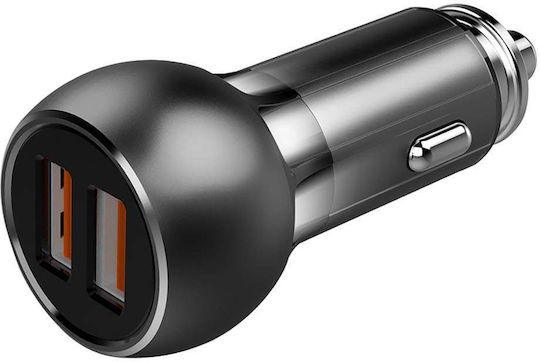 Ldnio Car Charger 36W 3A Fast Charging with Ports: 2xUSB with Cable Micro-USB Gray Color