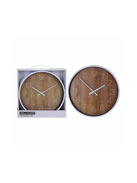 Wall Clock Wooden Brown Ø25cm