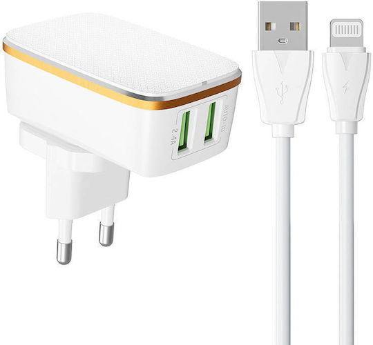 Ldnio Car Charger 2.4A with One Port 1xUSB-A White Color