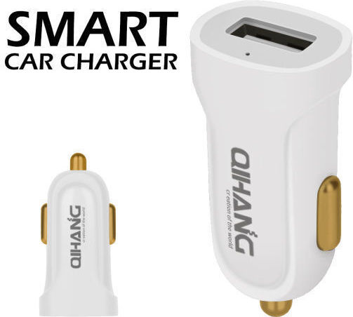 QIHANG Auto-Ladegerät 2.8A Schnellladung mit einem Anschluss: 1xUSB mit Kabel Mikro-USB Weiß Farbe