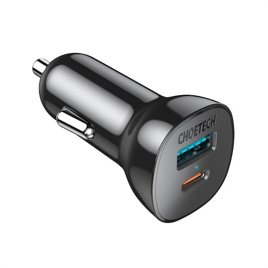 Choetech TC0005 Car Charger 18W 3A Fast Charging with One Port 1xUSB-A Black Color