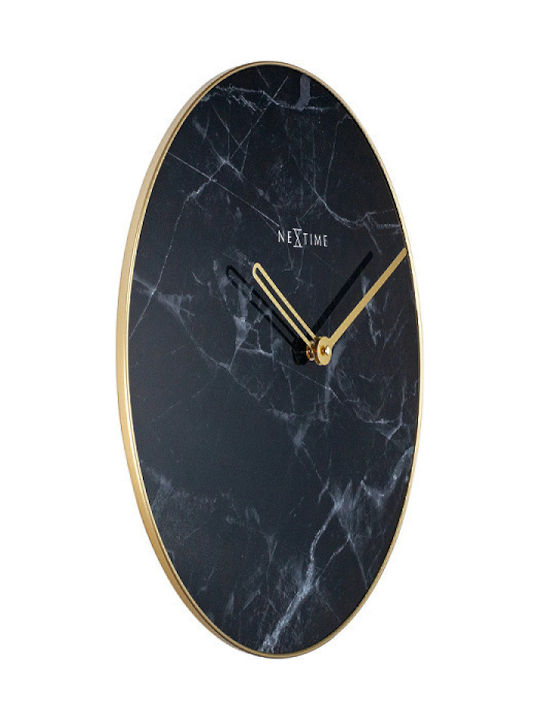 Nextime Marble Silent Ceas de perete Sticlă Negru 40cm