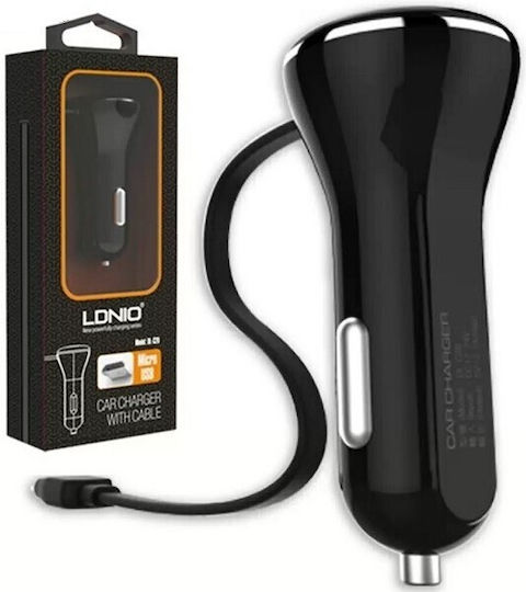 Ldnio 5V 2.1A Car Charger with One Port 1xUSB-A with Micro-USB Cable Black Color