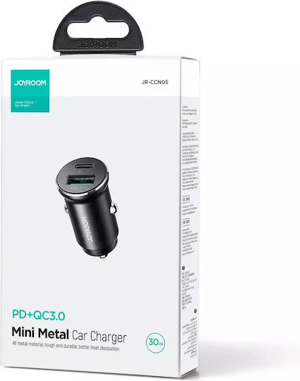 Joyroom JR-CCN05 Φορτιστής Αυτοκινήτου 30W 5A με μία Θύρα: 1xUSB Μαύρο Χρώμα