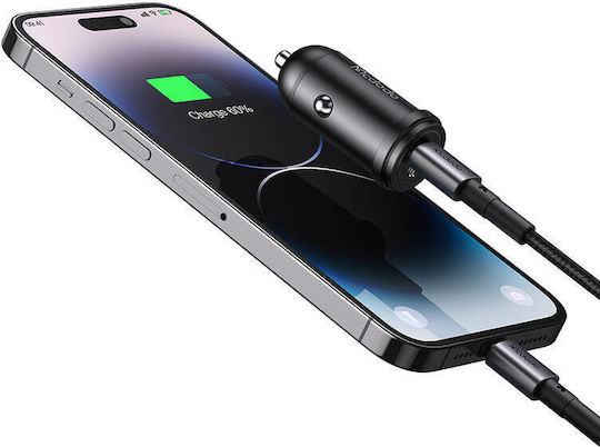 Mcdodo Mcdodo Handy-Autoladegerät 30W 5A mit einer Buchse 1xType-C zusammen mit Lightning Kabel Schwarz Farbe