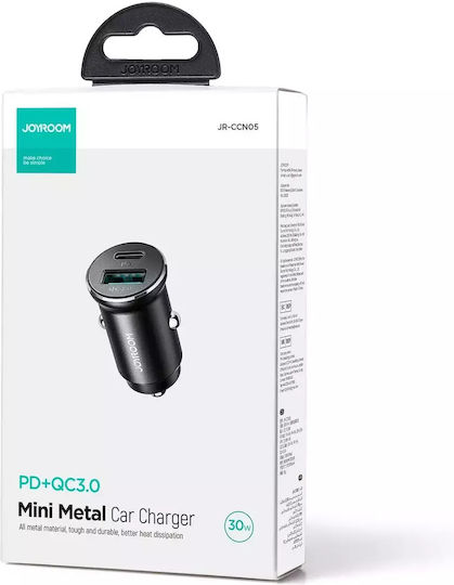 Joyroom JR-CCN05 Φορτιστής Αυτοκινήτου 30W 5A με μία Θύρα: 1xUSB Μαύρο Χρώμα