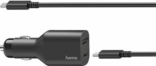 HAMA Φορτιστής Αυτοκινήτου 70W με μία Θύρα: 1xUSB-A μαζί με Καλώδιο Type-C Μαύρο Χρώμα