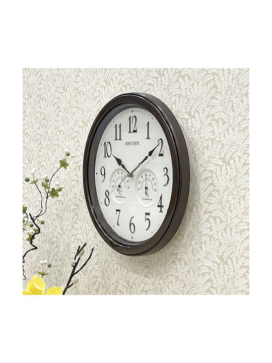 Rhythm Silent Wall Clock Plastic Brown Ø33cm