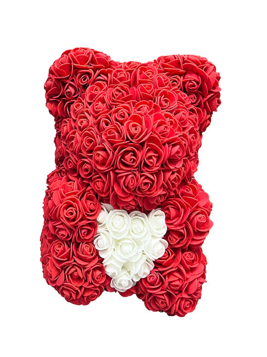 Teddy Bear from Artificial Roses Red 30cm in Box 1pcs