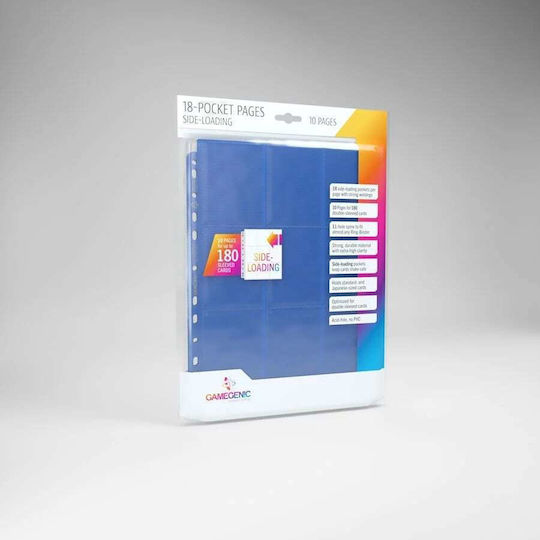 Gamegenic Pagini De Card 9-Buzunare Dimensiune Standard 10 Bucăți Albastre
