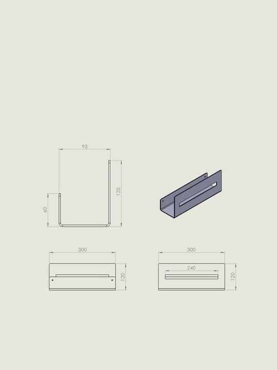 Verdi Wall Mounted Bathroom Shelf Metallic 30x9.3x12cm White