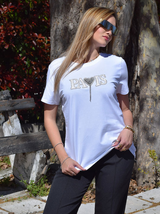 Damenbluse von ausgezeichneter Qualität Weiß Strass Bluse Code lok16