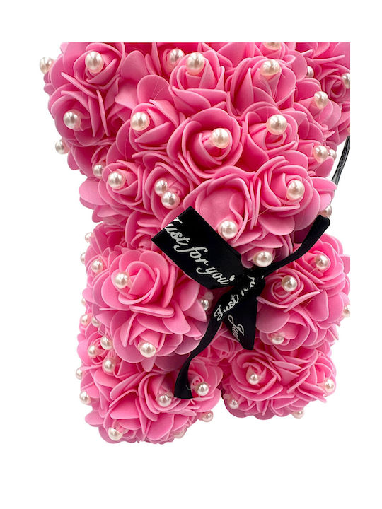 Teddybär aus künstlichen Rosen Rosa 25cm Cosmofan