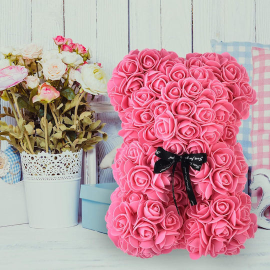Teddybär aus künstlichen Rosen Rosa 40cm in Box