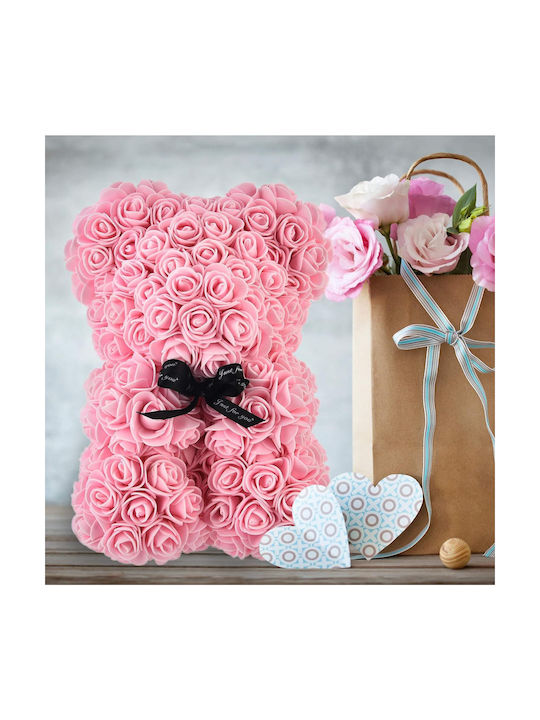 Bear of Artificial Roses Pink 40cm in Box