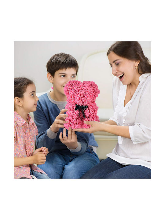 Bear of Artificial Roses Pink 40cm in Box