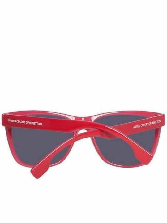 Benetton Women's Sunglasses with Red Plastic Frame and Gray Lens BE882S 03