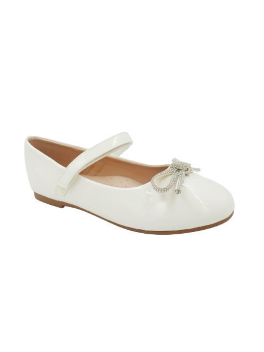 SmartKids Kids Anatomic Patent Leather Ballerinas White